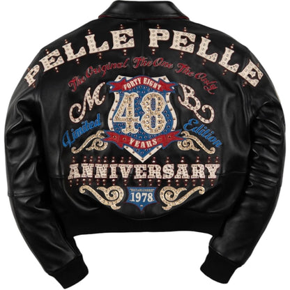 PELLE PELLE WOMEN CROPPED 'UNRIVALED ANNIVERSARY' LEATHER JACKET(BLACK)