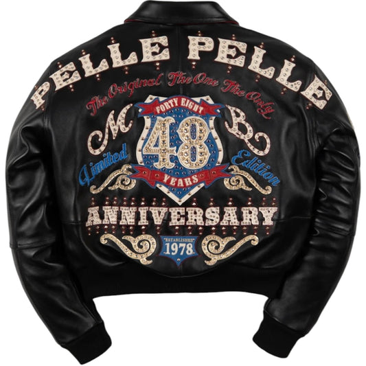 PELLE PELLE WOMEN CROPPED 'UNRIVALED ANNIVERSARY' LEATHER JACKET(BLACK)
