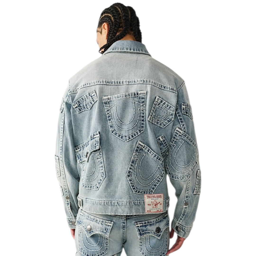 TRUE RELIGION MULTI-POCKET SUPER T DENIM JACKET