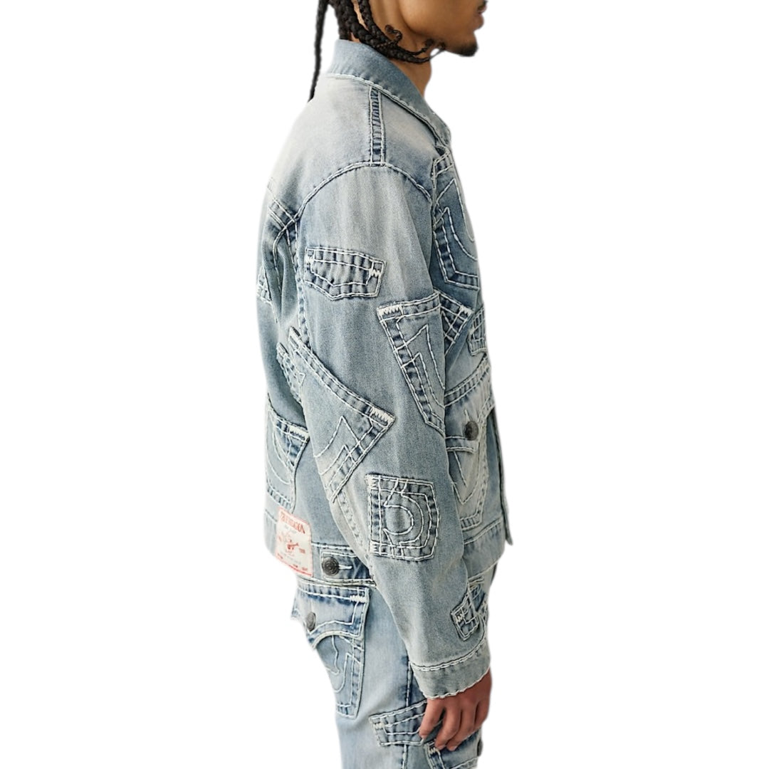TRUE RELIGION MULTI-POCKET SUPER T DENIM JACKET