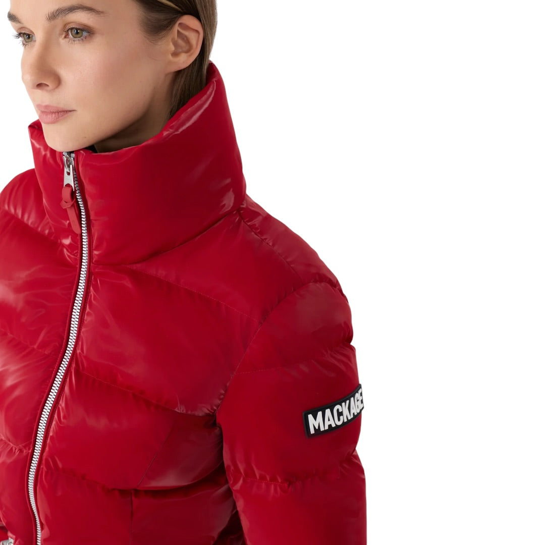 MACKAGE MADALYN-GLO HIGH-GLOSS DOWN JACKET| DARK RED
