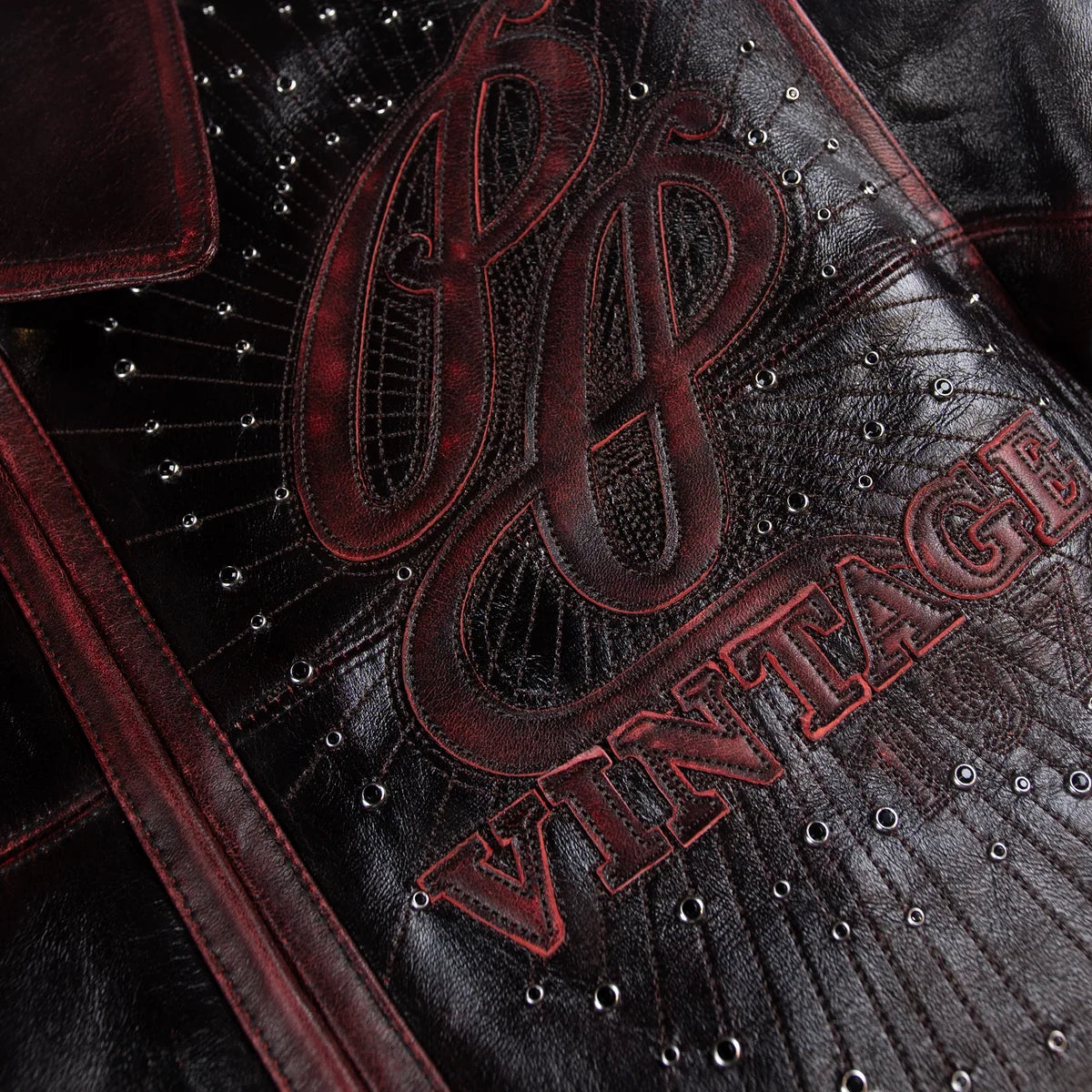 PELLE PELLE 'SCRIPT SODA CLUB' LEATHER JACKET| RED