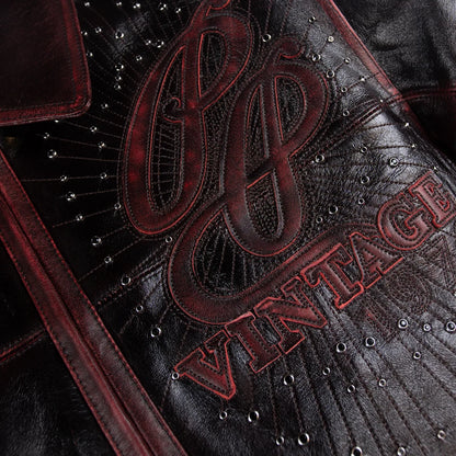 PELLE PELLE 'SCRIPT SODA CLUB' LEATHER JACKET| RED