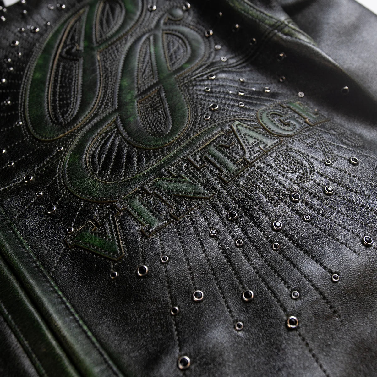 PELLE PELLE ' SCRIPT SODA CLUB' LEATHER JACKET| GREEN