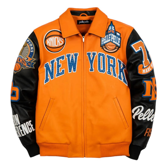 PELLE PELLE 'NEW YORK KNICKS' LEATHER JACKET(ORANGE)