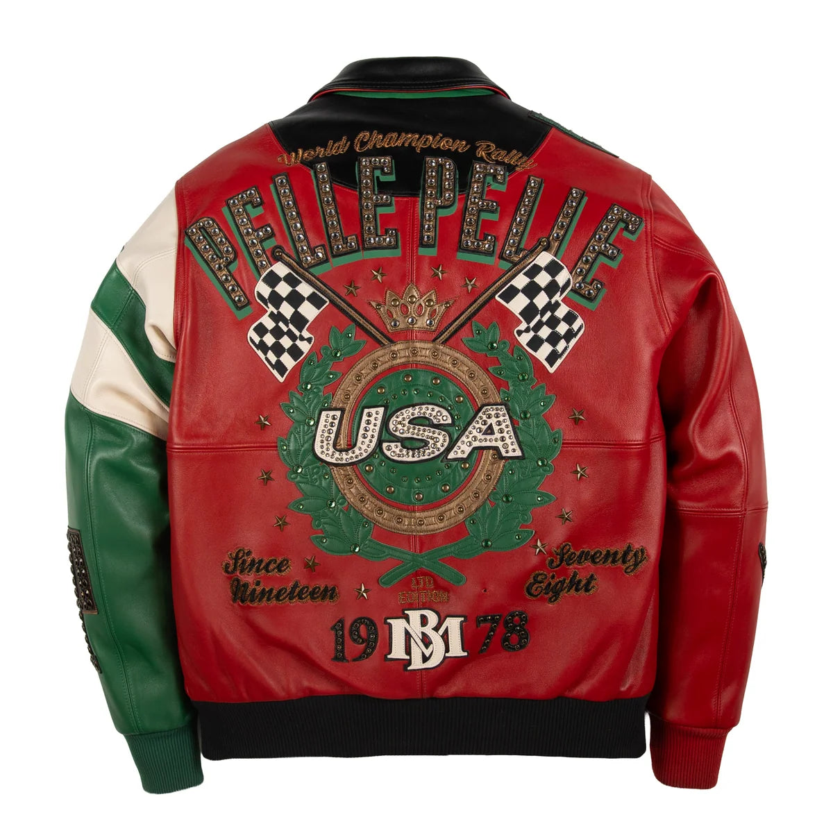 PELLE PELLE 'DAYTONA SPECIAL' LEATHER JACKET| RED/GREEN