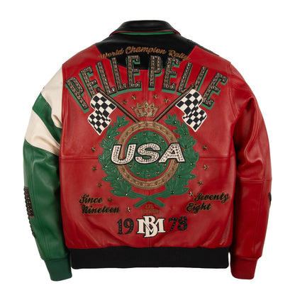 PELLE PELLE 'DAYTONA SPECIAL' LEATHER JACKET| RED/GREEN