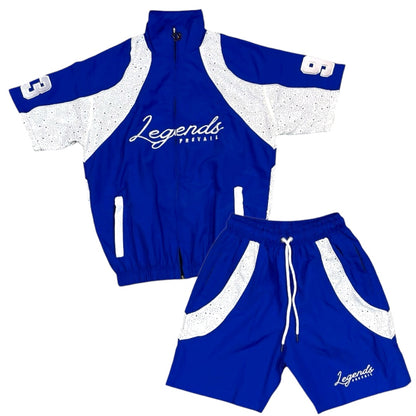 LEGENDS PREVAIL RHINESTONE WINDBREAKER SHORT SET (ROYAL BLUE)