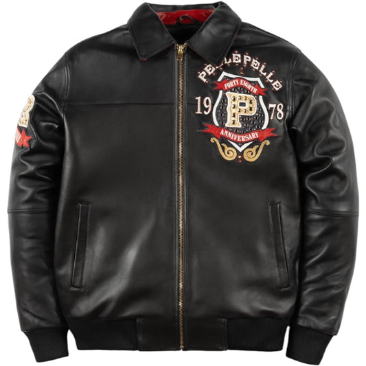 PELLE PELLE 'UNRIVALED ANNIVERSARY' LEATHER JACKET(BLK/NAVY)