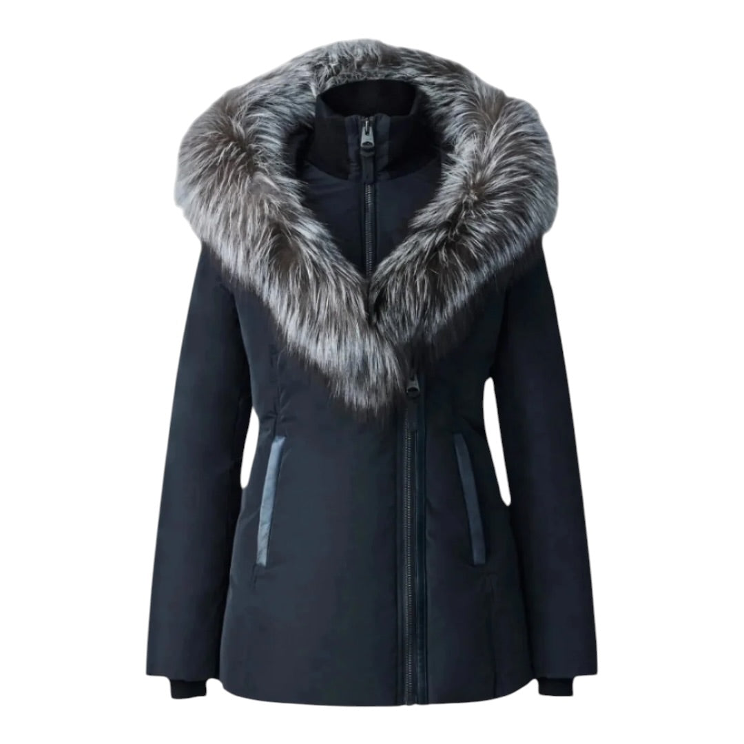 MACKAGE ADALI-X DOWN COAT W/ SILVER FUR| BLACK