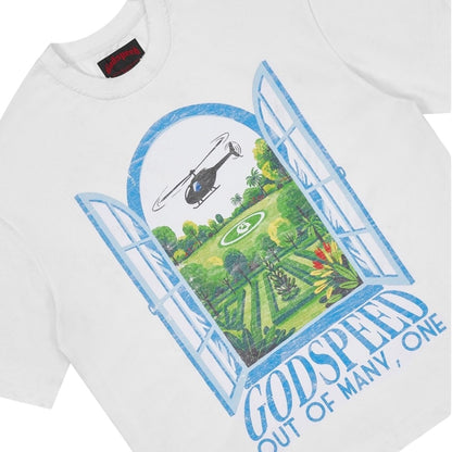 GODSPEED 'HELIPAD DREAMS' T SHIRT (WHITE)