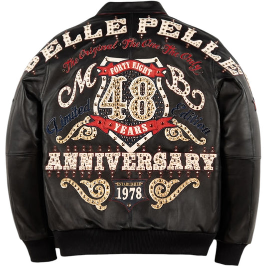 PELLE PELLE 'UNRIVALED ANNIVERSARY' LEATHER JACKET(BLK/NAVY)