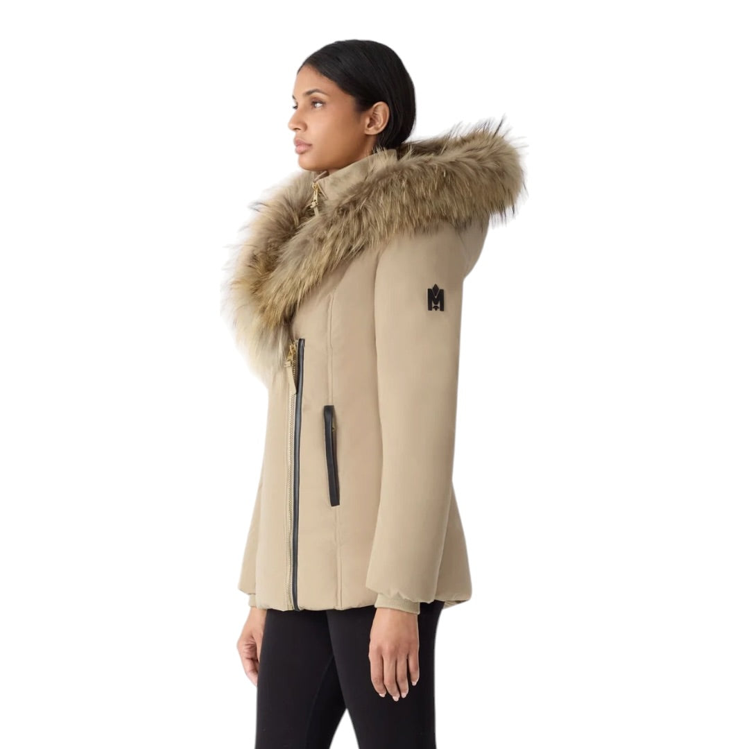 MACKAGE ADALI-F DOWN COAT W/ NATURAL FUR| LIGHT CAMEL