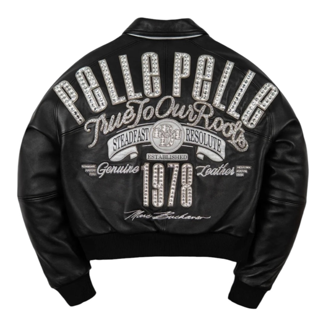 PELLE PELLE WOMEN CROPPED 'TRUE TO OUR ROOTS' LEATHER JACKET(BLACK/WHT)