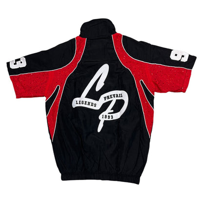 LEGENDS PREVAIL RHINESTONE WINDBREAKER SHORT SET (BLACK/RED)