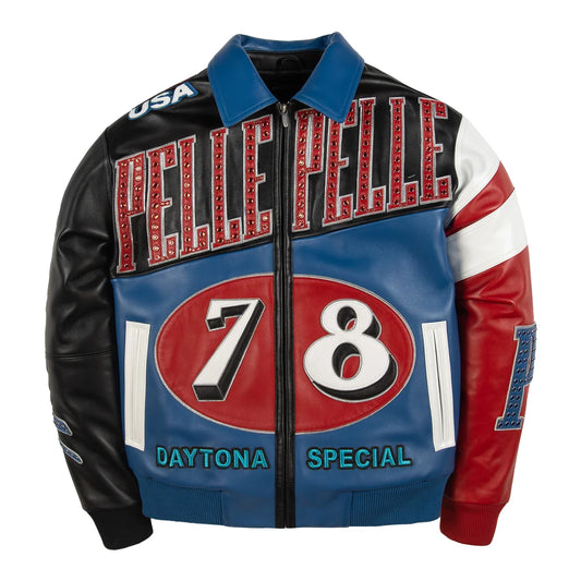 PELLE PELLE 'DAYTONA SPECIAL' LEATHER JACKET| RED/BLUE