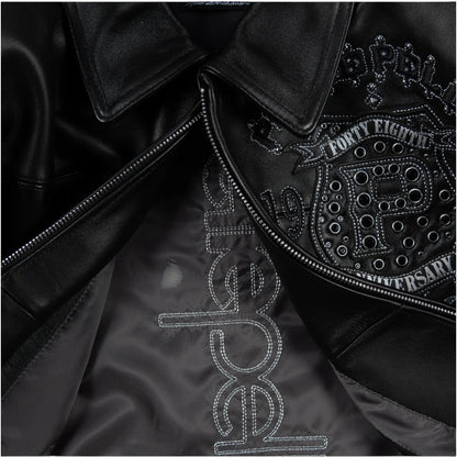 PELLE PELLE WOMEN CROPPED ‘UNRIVALED ANNIVERSARY’ LEATHER JACKET(BLACK/SILV)