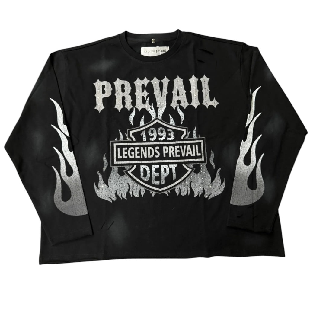 LEGENDS PREVAIL 'MOTOR FLAME' L/S TEE (BLACK)