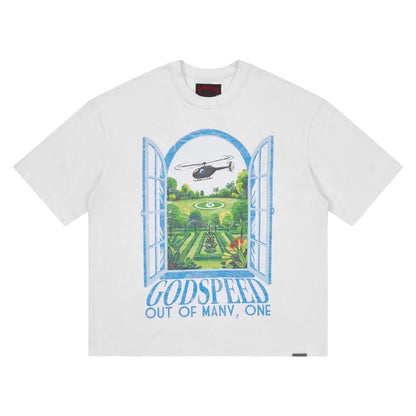 GODSPEED 'HELIPAD DREAMS' T SHIRT (WHITE)