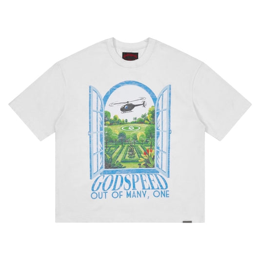 GODSPEED 'HELIPAD DREAMS' T SHIRT (WHITE)