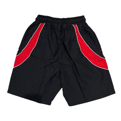 LEGENDS PREVAIL RHINESTONE WINDBREAKER SHORT SET (BLACK/RED)