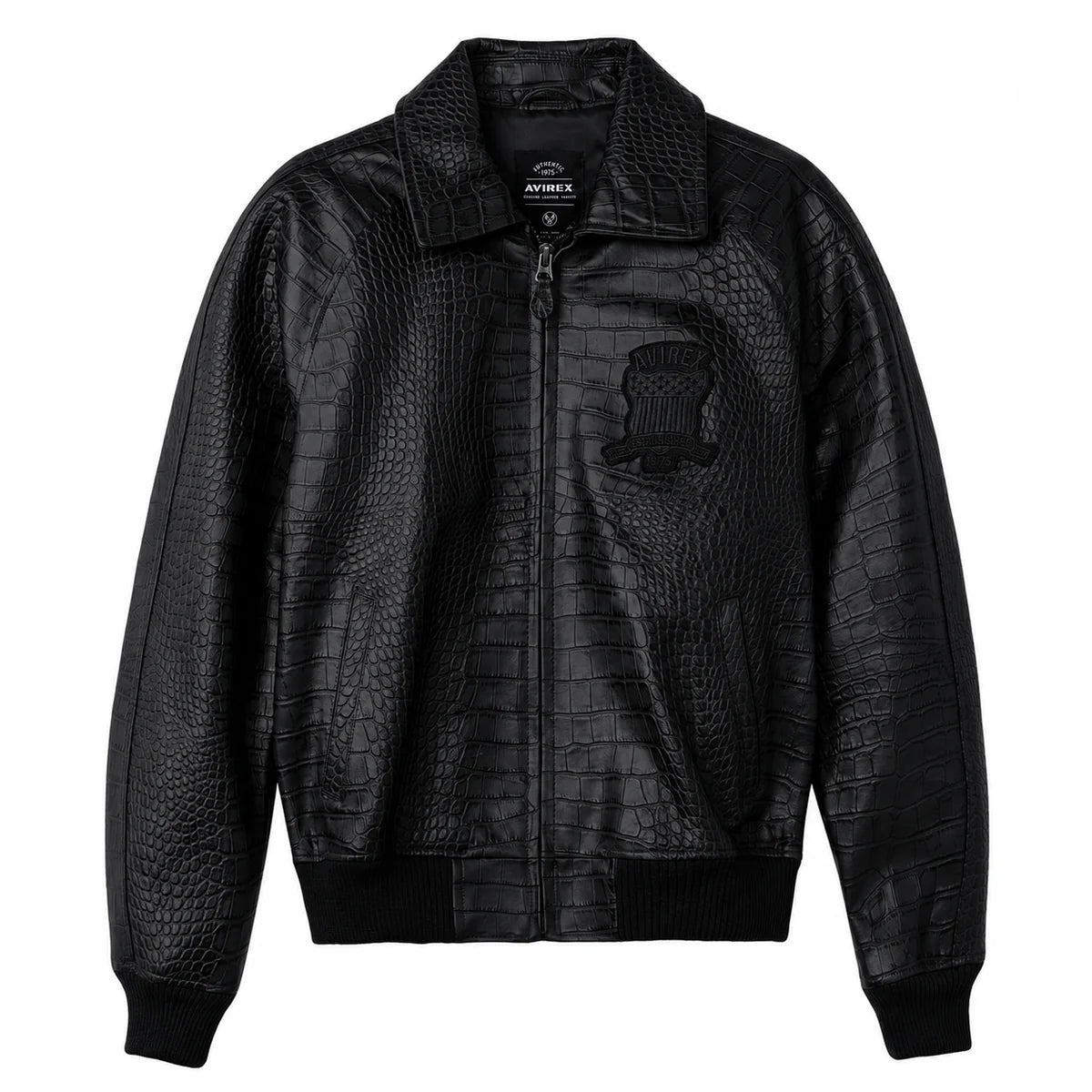 AVIREX LIMITED EDITION CROC ICON LEATHER JACKET | BLACK