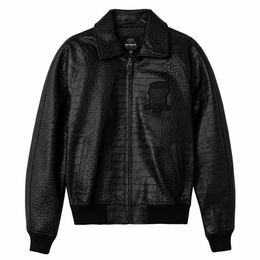 AVIREX LIMITED EDITION CROC ICON LEATHER JACKET | BLACK