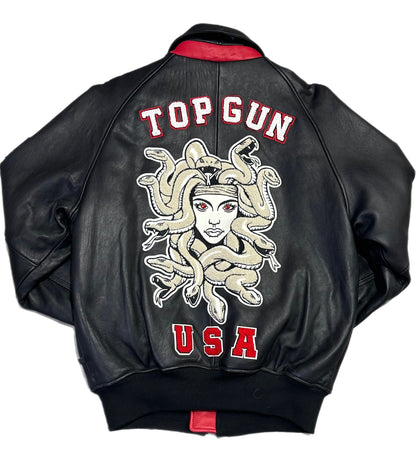 TOP GUN MEDUSA LEATHER JACKET (TG2101) BLACK