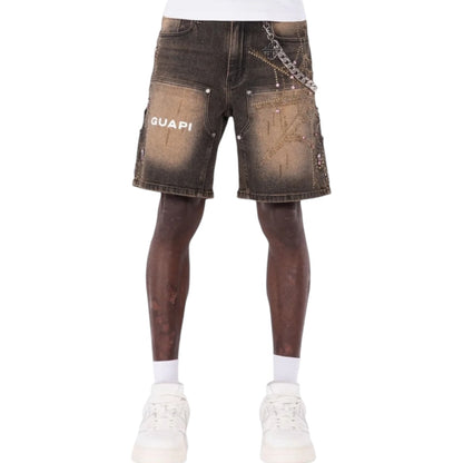 GUAPI 'SPIDER' DENIM SHORTS (VINTAGE BROWN)
