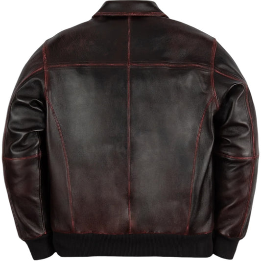 PELLE PELLE 'BASIC CORDED' LEATHER JACKET(RED GHOSTING)