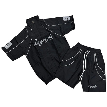 LEGENDS PREVAIL WINDBREAKER SHORT SET(BLACK/WHITE)