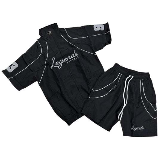 LEGENDS PREVAIL WINDBREAKER SHORT SET(BLACK/WHITE)