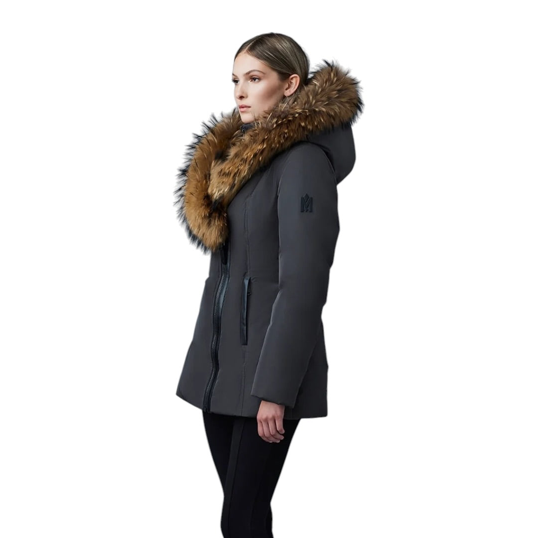 MACKAGE ADALI-F DOWN COAT W/ NATURAL FUR| CARBON
