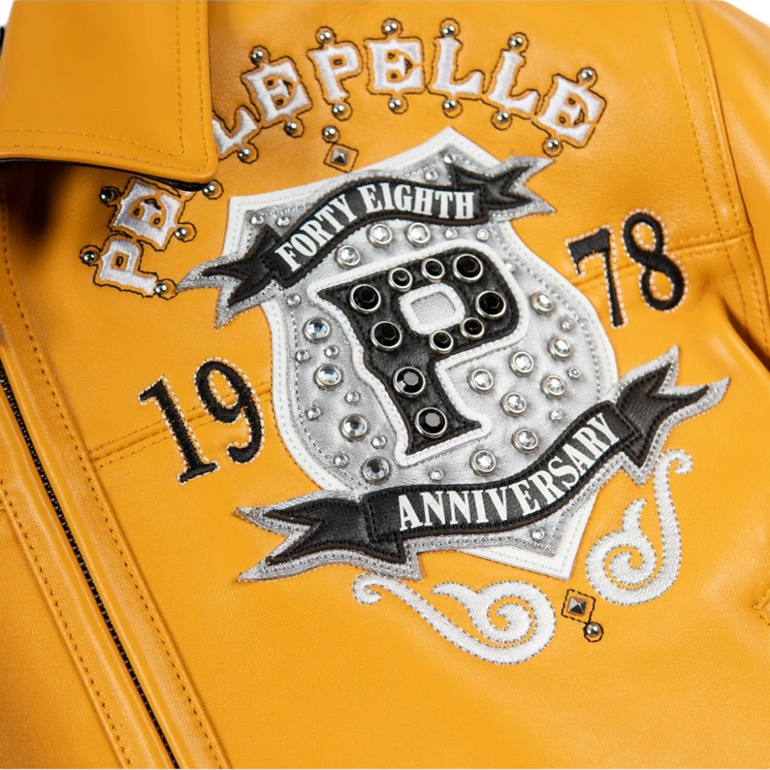 PELLE PELLE WOMEN CROPPED 'UNRIVALED ANNIVERSARY’ LEATHER JACKET(YELLOW)
