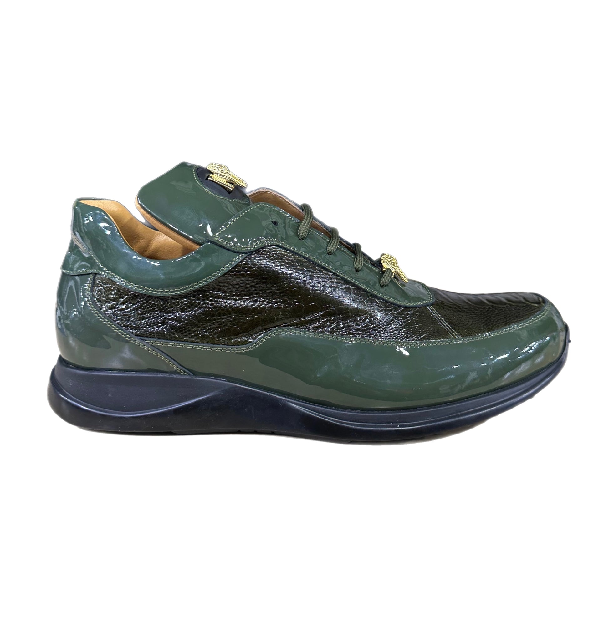MAURI PATENT OSTRICH LEG (8601) MONEY GREEN – Ballers Clothing Shop