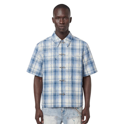 GUAPI 'SPLATTER PLAID' SHIRT (GLACIER)