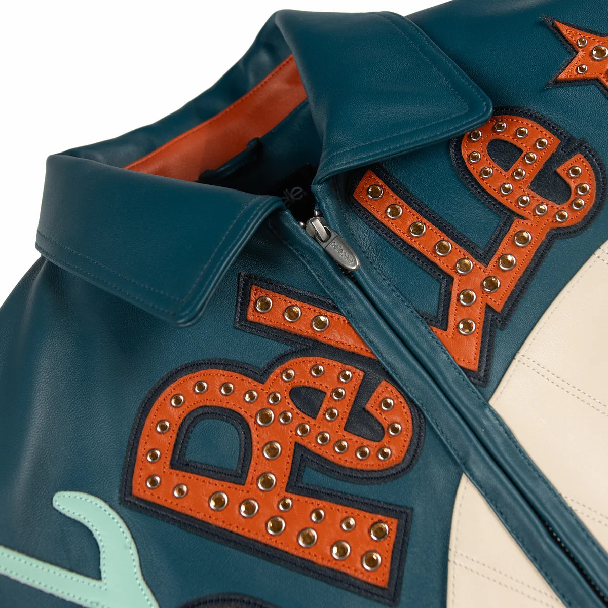 PELLE PELLE 'SOUNDS' LEATHER JACKET| TEAL/ORANGE