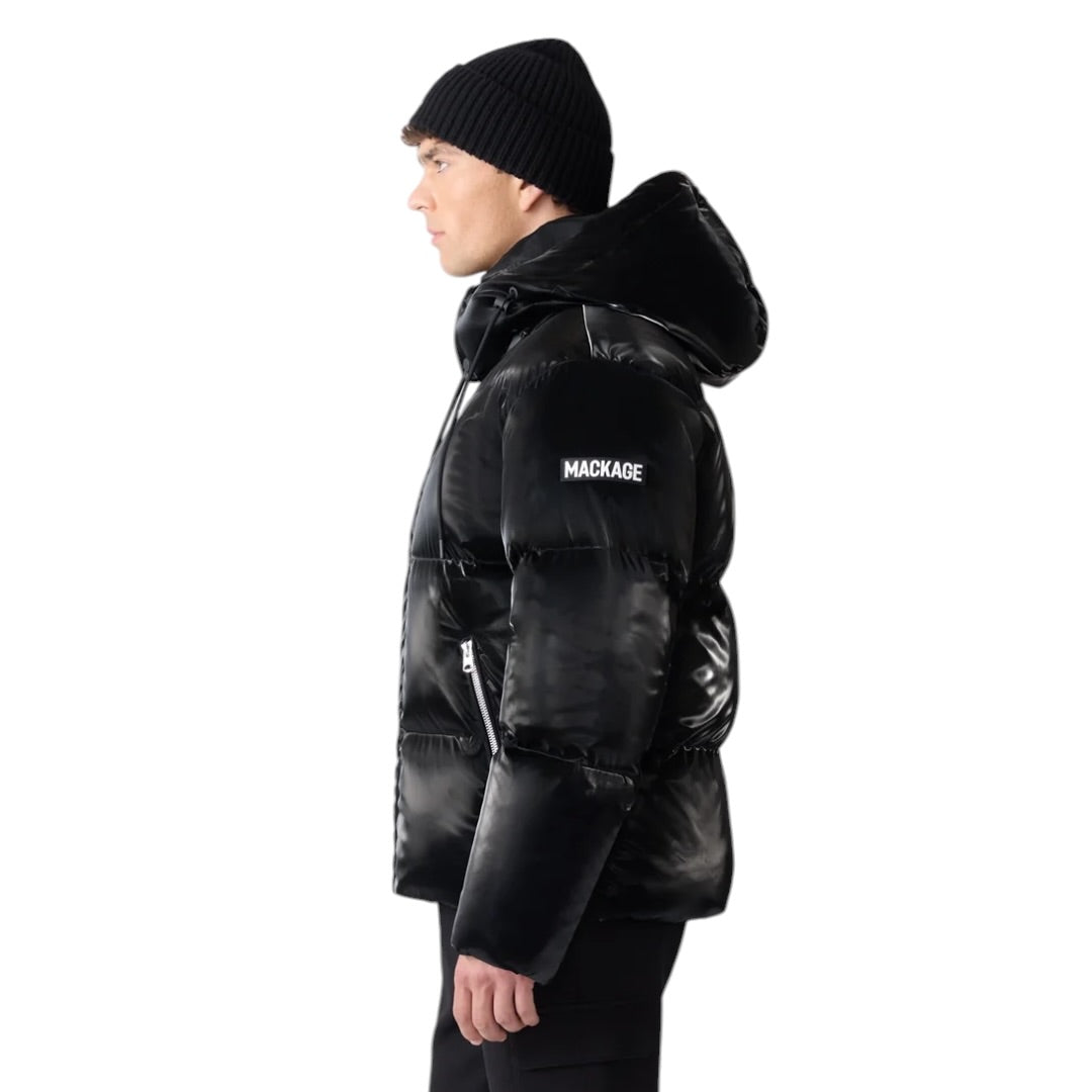 MACKAGE KENT-GLO HIGH GLOSS DOWN JACKET W/HOOD| BLACK