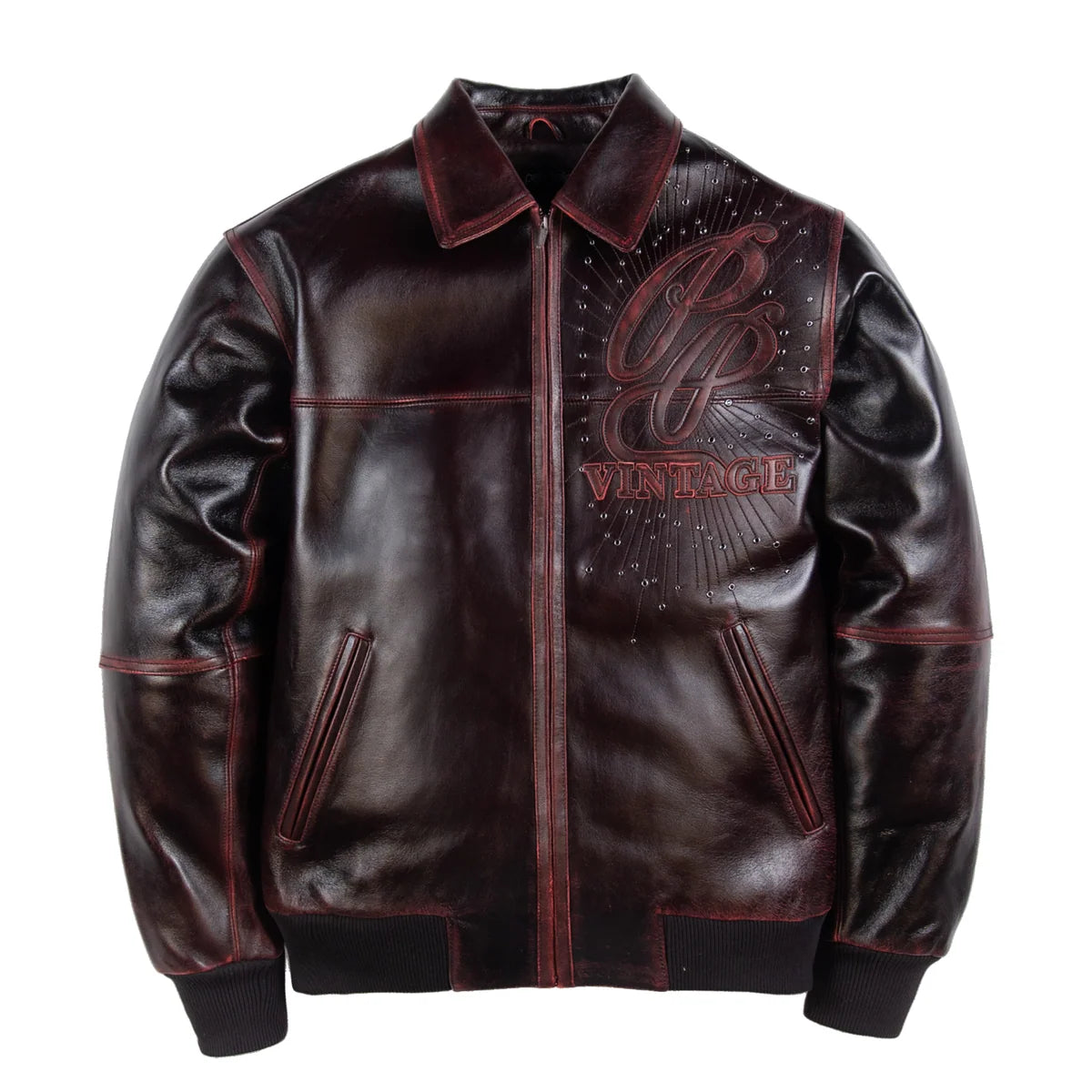 PELLE PELLE 'SCRIPT SODA CLUB' LEATHER JACKET| RED