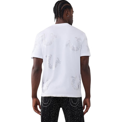 TRUE RELGION WARPED LOGO RHINESTONE HEAVYWEIGHT TEE