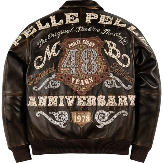 PELLE PELLE 'UNRIVALED ANNIVERSARY' LEATHER JACKET(BROWN)