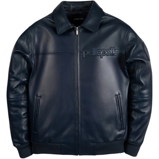 PELLE PELLE 'BASIC CORDED' LEATHER JACKET(NAVY)