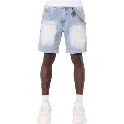 GUAPI 'STEEL PLATE' DENIM SHORTS (AQUA BLUE)