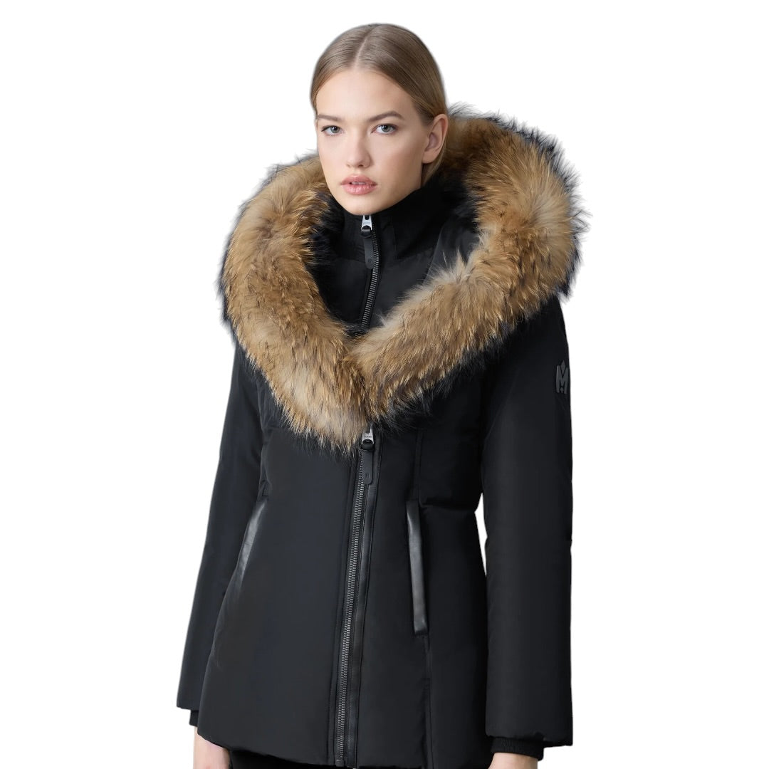 MACKAGE ADALI-F DOWN COAT W/ NATURAL FUR| BLACK