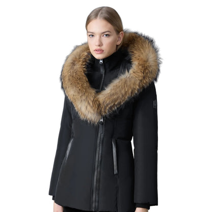 MACKAGE ADALI-F DOWN COAT W/ NATURAL FUR| BLACK