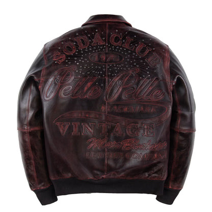 PELLE PELLE 'SCRIPT SODA CLUB' LEATHER JACKET| RED