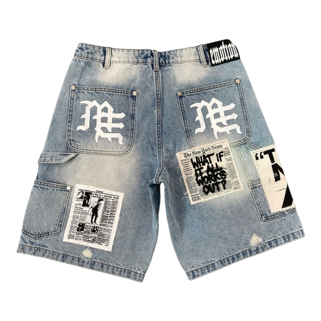 MIXED EMOTION 'AI' DENIM SHORTS