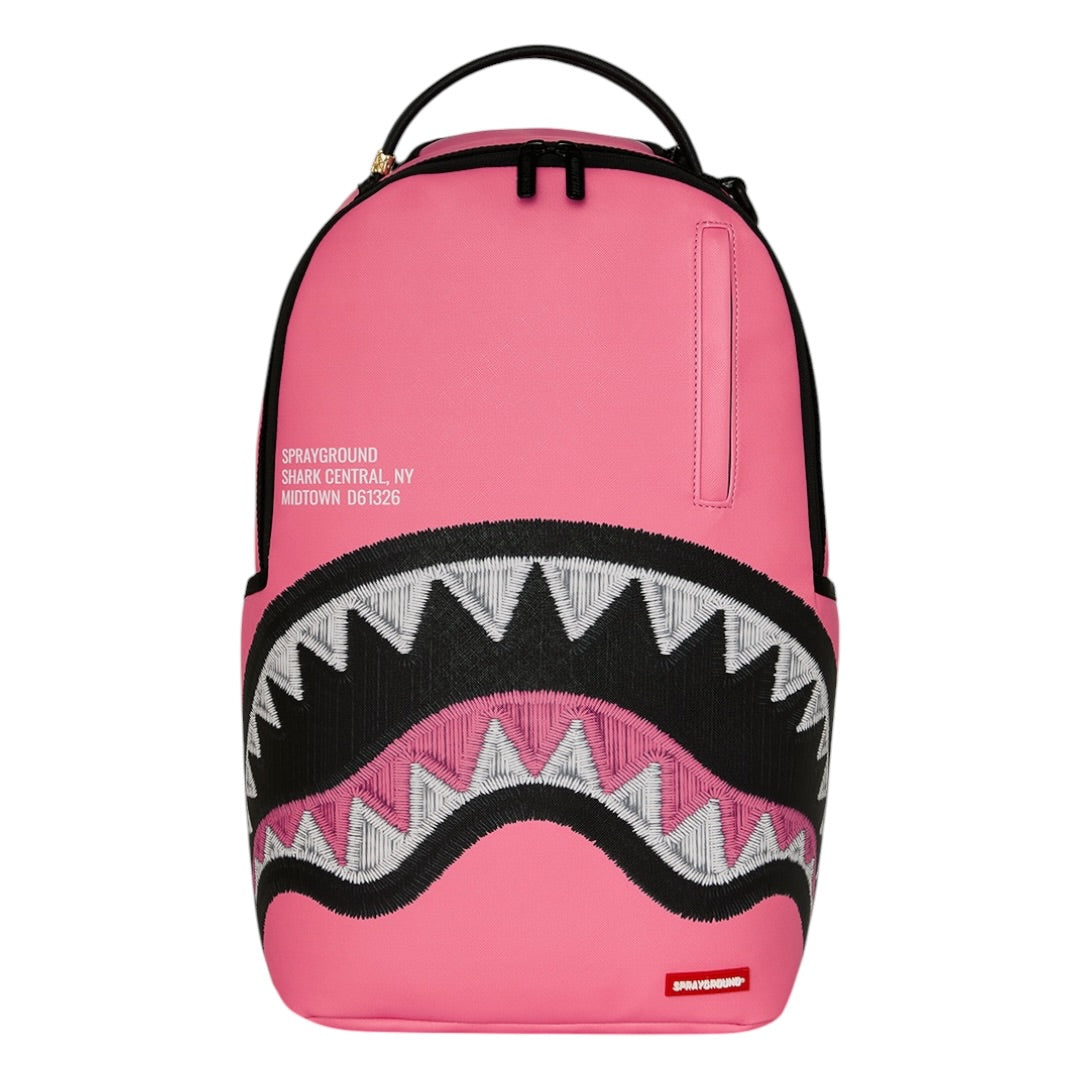 SPRAYGROUND SHARK CENTRAL PINK EMBROIDERED SHARK BACKPACK