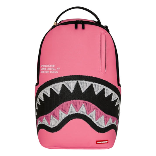 SPRAYGROUND SHARK CENTRAL PINK EMBROIDERED SHARK BACKPACK