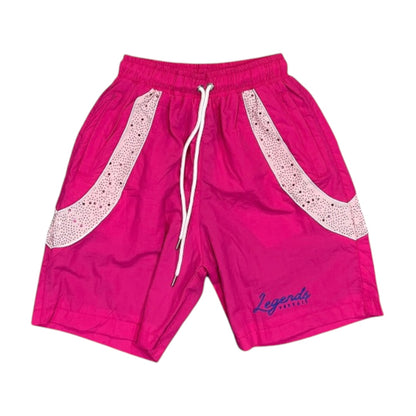 LEGENDS PREVAIL RHINESTONE WINDBREAKER SHORT SET (HOT PINK)